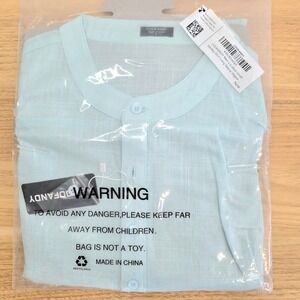 COOFANDY Mens Cotton Linen Henley Shirt Long Sleeve Hippie Casual Top Size Large